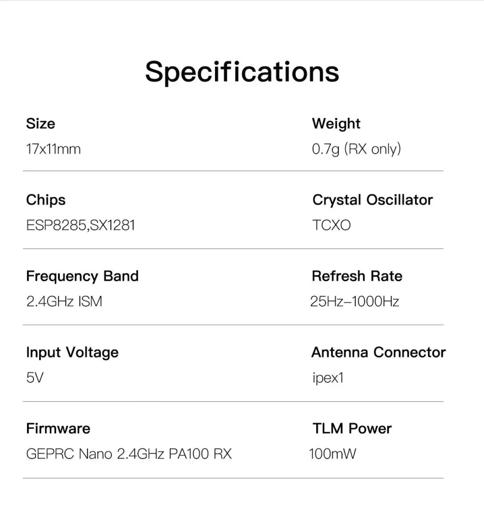 Receptor GEPRC ELRS Nano 2.4G PA100 8 GEPRC ELRS Nano 2.4G PA100 7