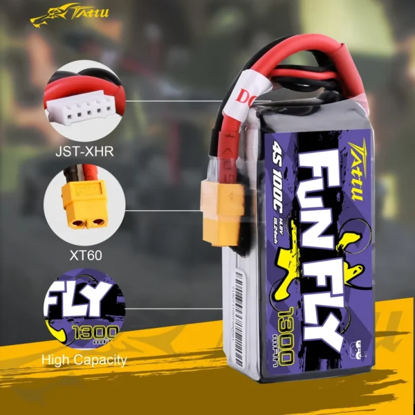Batería Tattu LiPo FunFly 100C 1300mAh 4S - Imagen 2