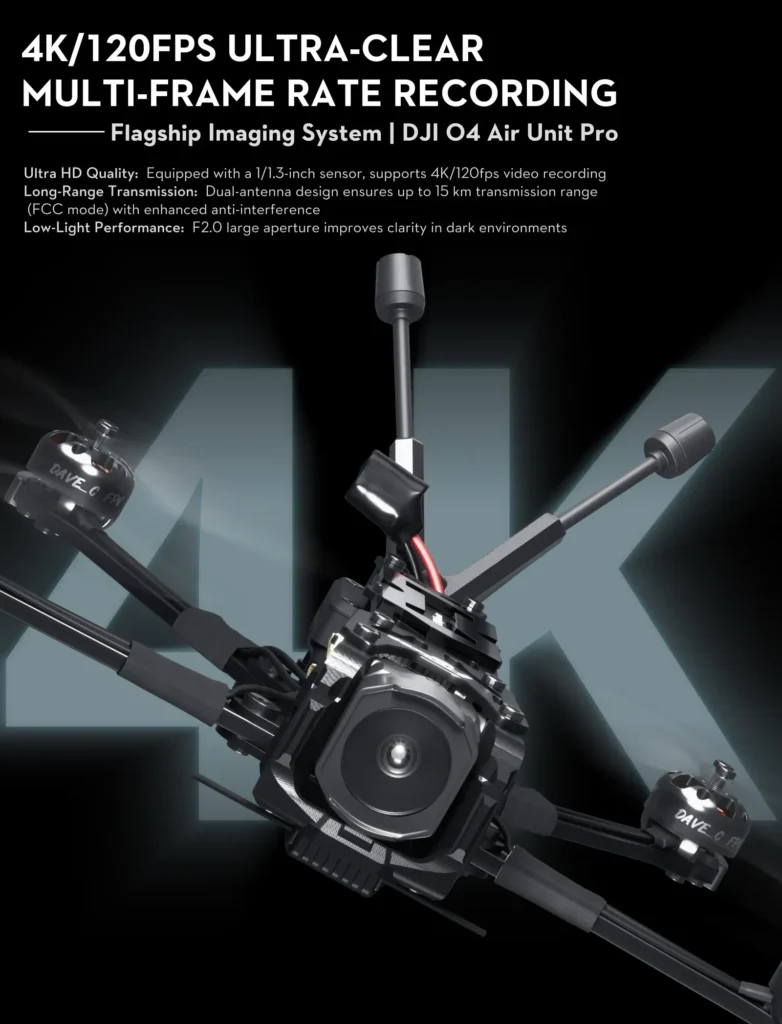 Flywoo Explorer LR 4 DJI O4 PRO Sub250 Micro Long Range Drone 2.4GHz ELRS 6 Flywoo Explorer LR 4 DJI O4 PRO Sub250 Micro Long Range Drone 2.4GHz ELRS volando en entorno urbano con GPS GOKU GM10 Mini V3, posicionamiento preciso y retorno con un clic.