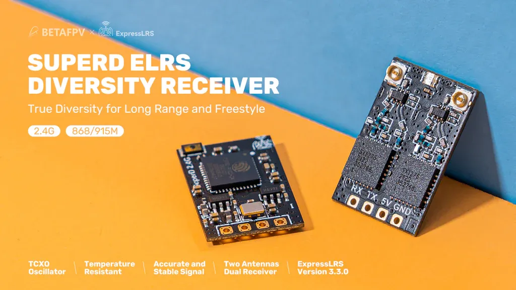 Receptor BetaFPV de Diversidad SuperD ELRS 2.4G 5 Receptor BetaFPV de diversidad SuperD ELRS 2.4G con doble antena para drones FPV