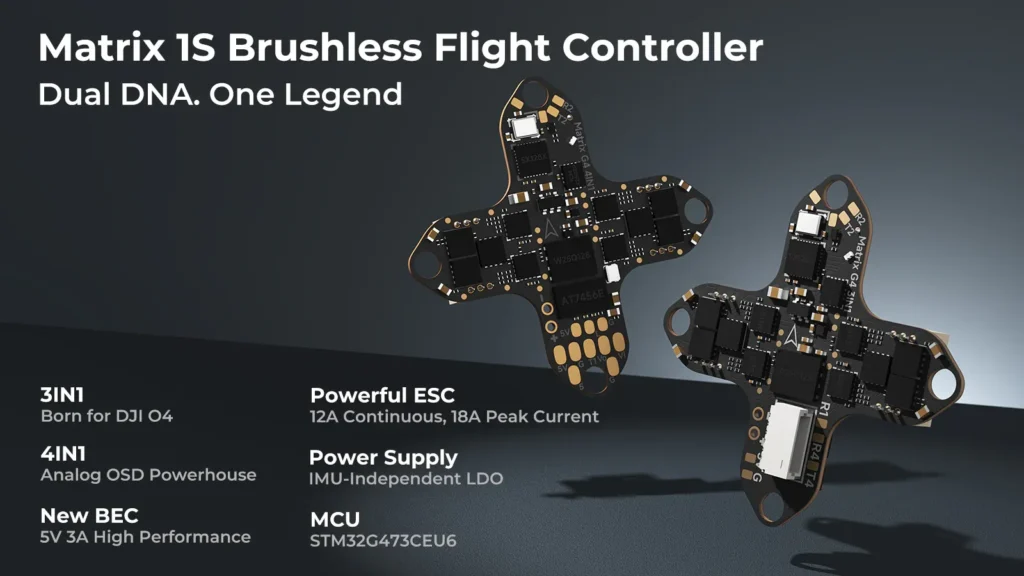 BetaFPV Matrix 1S Brushless Flight Controller 3IN1 con diseño en cruz y ESC integrado