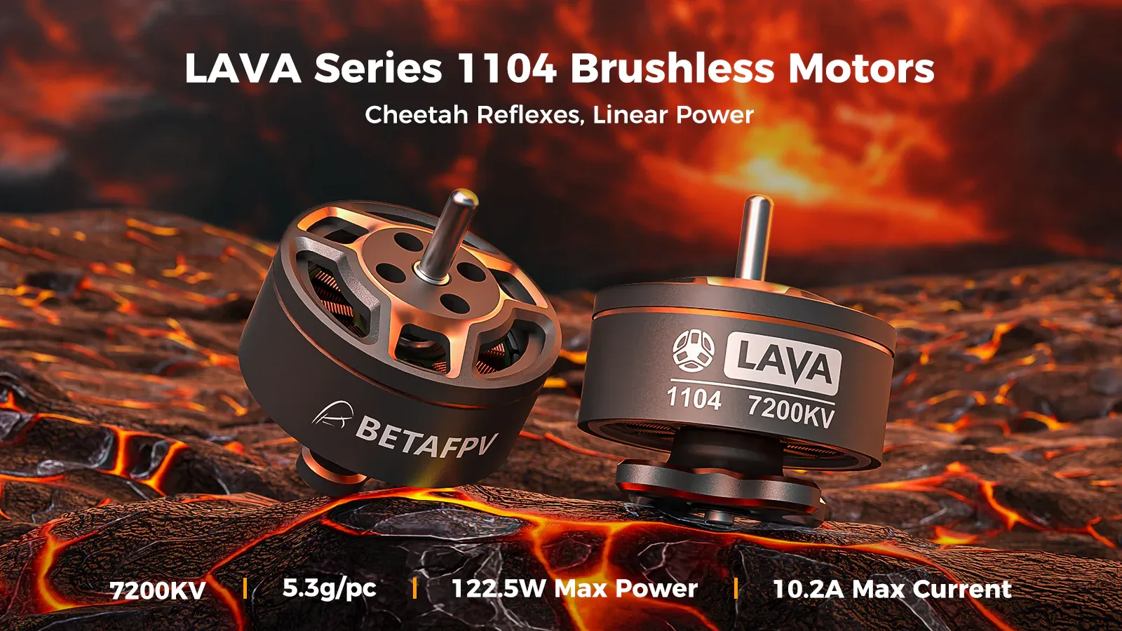 Motor BetaFPV LAVA 1104 7200KV 5 Motor BetaFPV LAVA 1104 7200KV 24mm con cable y conector para drones FPV 3S de 2.2 pulgadas