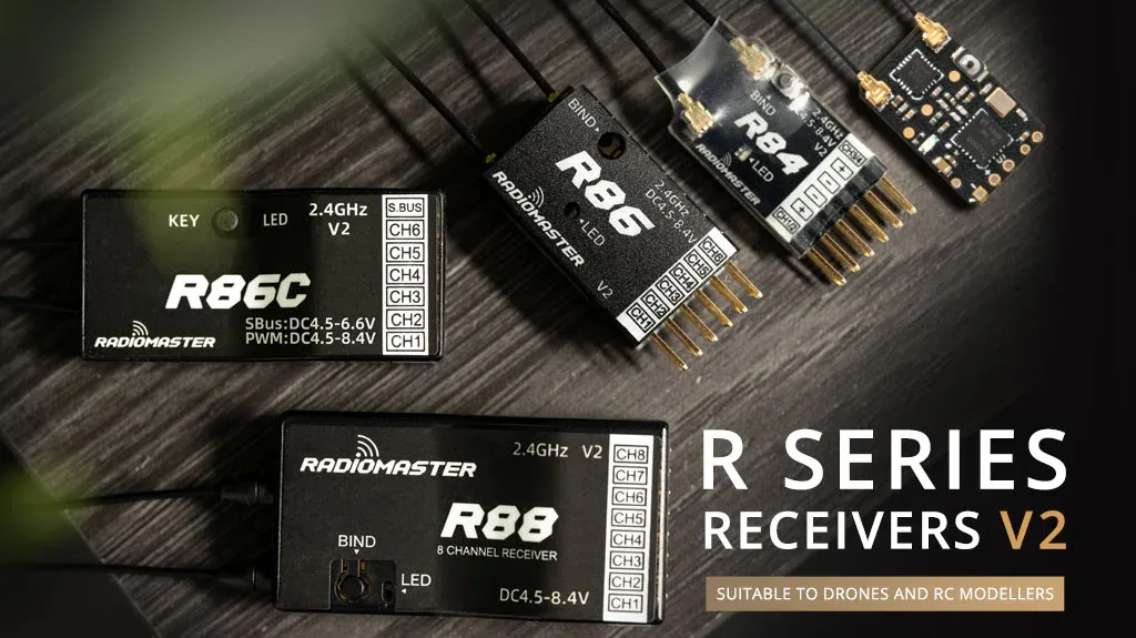 Receptor RadioMaster R86C V2 6 Receptor RadioMaster R86C V2 para control RC de largo alcance